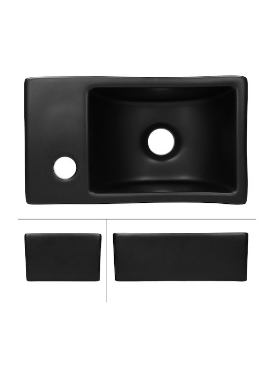 ML-Design Επικαθήμενος Νιπτήρας Κεραμικός 35.5x20.5x12.5cm Μαύρος