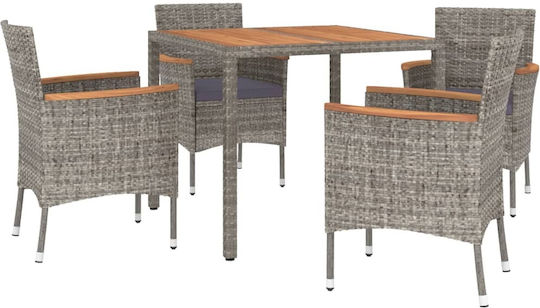Garden & Outdoor Furniture Set 5 Pieces Gray with Pillows