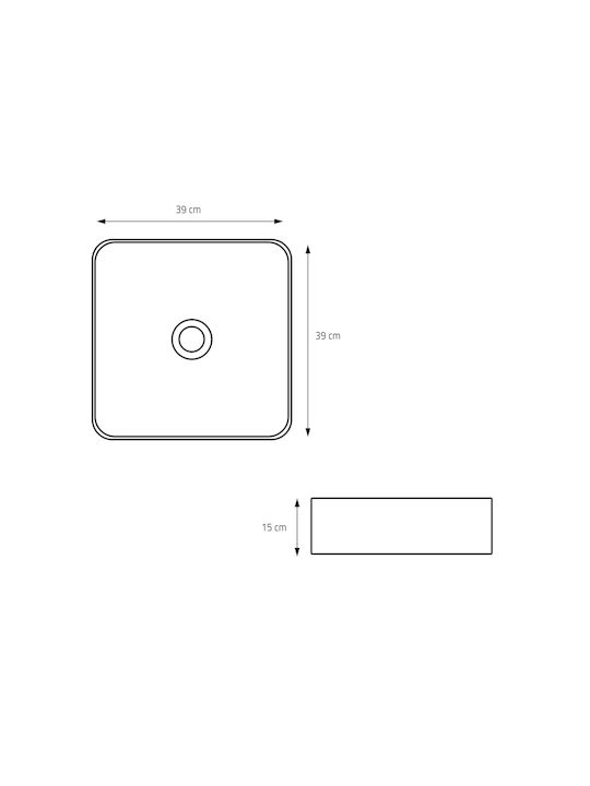 ML-Design Επικαθήμενος Νιπτήρας Κεραμικός 39x39x15cm Μαύρος