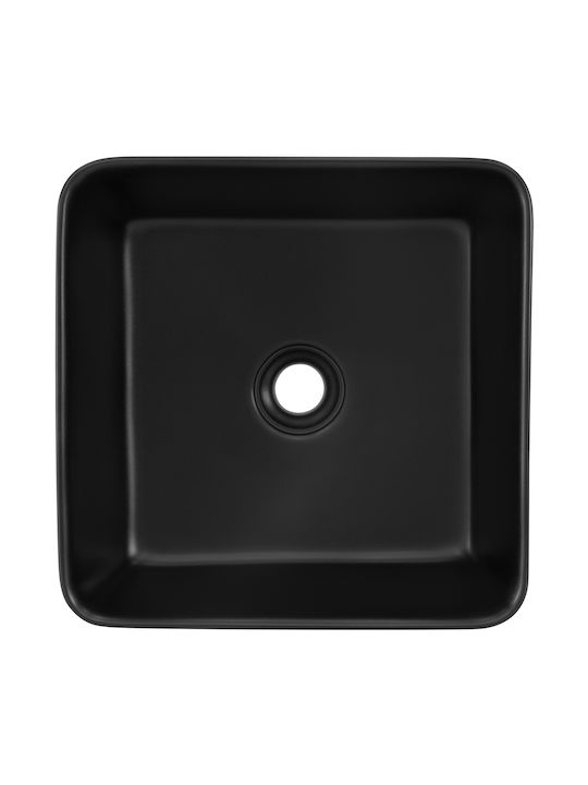 ML-Design Επικαθήμενος Νιπτήρας Κεραμικός 39x39x15cm Μαύρος