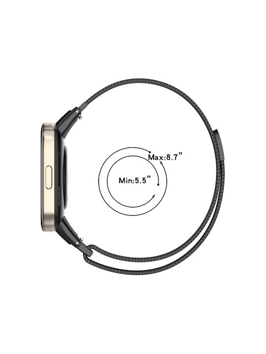 Milanese Λουράκι Ανοξείδωτο Ατσάλι Μαύρο (Redmi Watch 3)