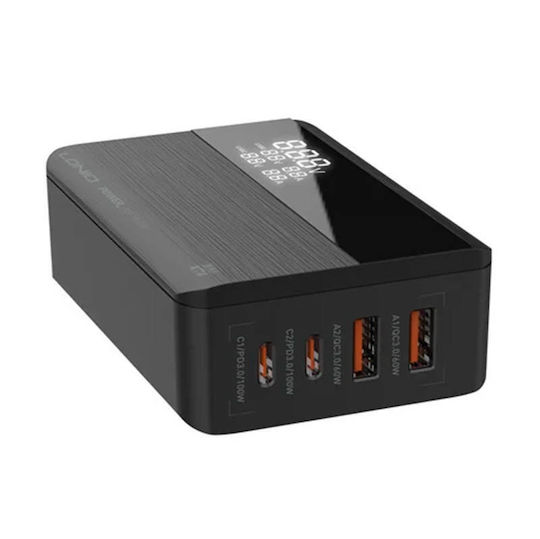 Ldnio GaN Wireless Charger with 2 USB-A Output Ports and 2 USB-C Output Ports 100W Black