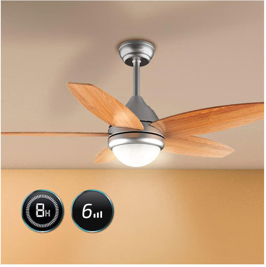 Cecotec EnergySilence Aero 495 Ανεμιστήρας Οροφής 106cm με Φως Καφέ / Ασημί