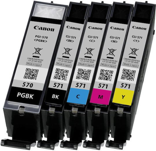 Canon PGI-570/CLI-571 Γνήσιο Πακέτο 4 Μελανιών Εκτυπωτή InkJet Κίτρινο / Κυανό / Ματζέντα / Μαύρο (0372C004)