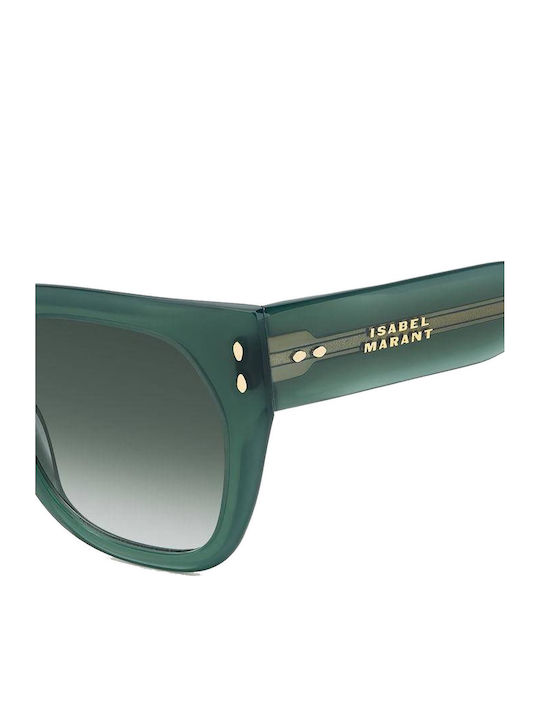 Women's Sunglasses with Green Plastic Frame and Green Gradient Lens