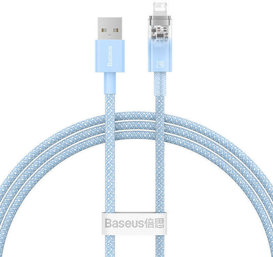 Baseus Explorer Braided USB-A la Cablu Lightning 20W Albastru 1m (CATS010003)