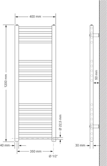 ECD Germany Electric Towel Rail 900W 120x40cm White