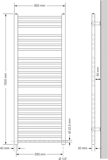 ECD Germany Ηλεκτρική Πετσετοκρεμάστρα 900W 150x60cm Ασημί