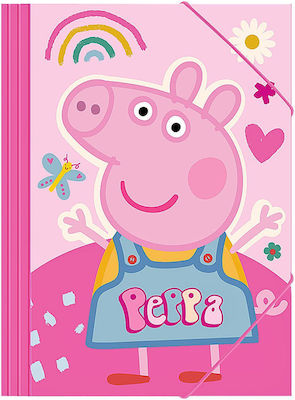 Peppa Pig Folder with Rubber Band and Ears for Paper A4 Pink 6pcs