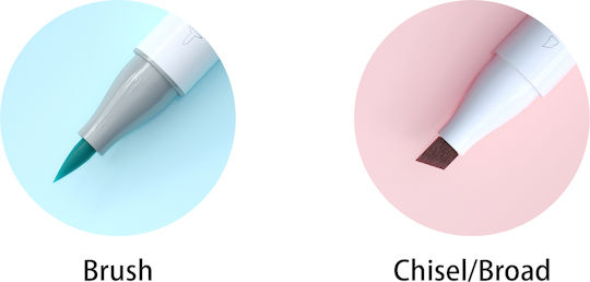 Ohuhu Honolulu Brush & Chisel 48 Маркери Основни Цветове