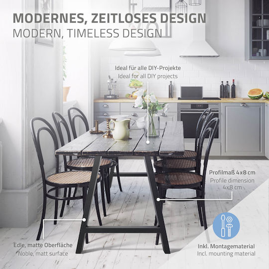 ECD Germany Adesign Metallisches Möbelbein 2Stücke Für Tisch / Beistelltisch / Büro 70x72cm Graue