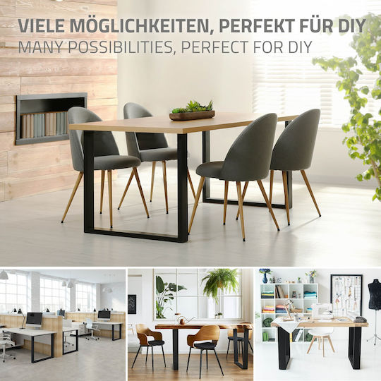 ECD Germany Metallisches Möbelbein 2Stücke Für Tisch Beistelltisch Büro 70x72cm Schwarze