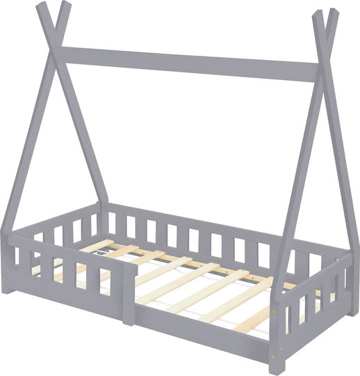 Παιδικό Κρεβάτι Montessori Μονό Γκρι για Στρώμα 70x140cm