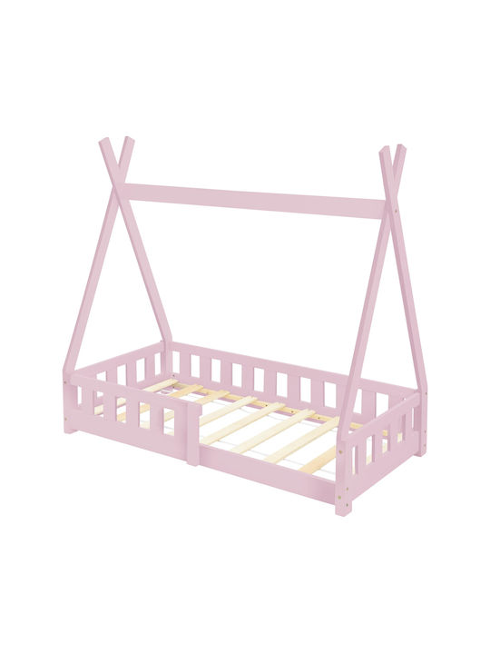 Pat pentru Copii Montessori Single Roz pentru Saltea 70x140cm