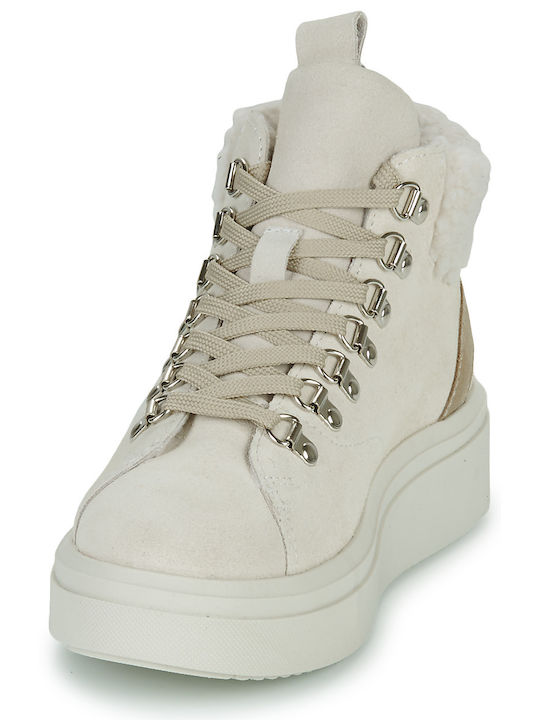 Γυναικεία Flatforms Μποτάκια Λευκά