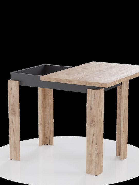 Family Table Kitchen Extendable Wooden Gold Oak-carbon black 90x60x77cm