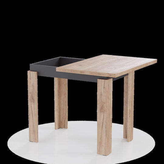 Family Table Kitchen Extendable Wooden Gold Oak-carbon black 90x60x77cm