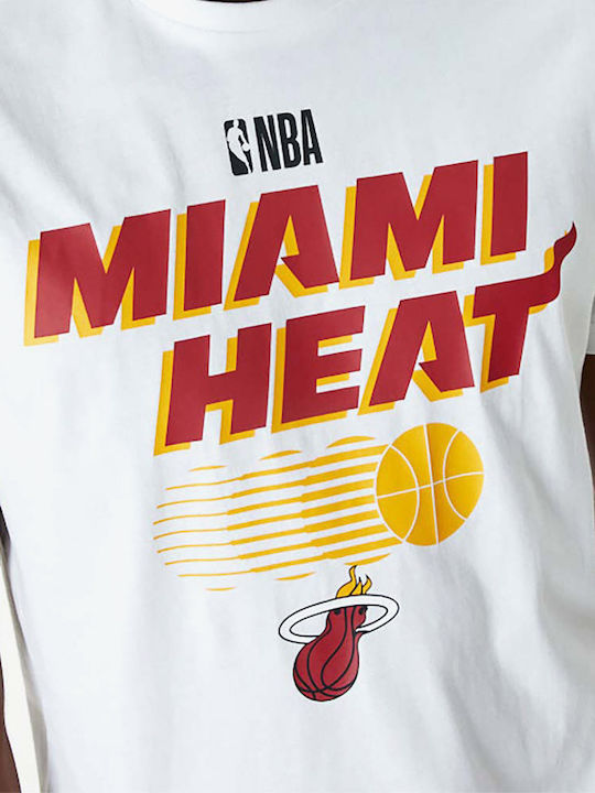 New Era Miami Heat Ανδρικό Αθλητικό T-shirt Κοντομάνικο Λευκό