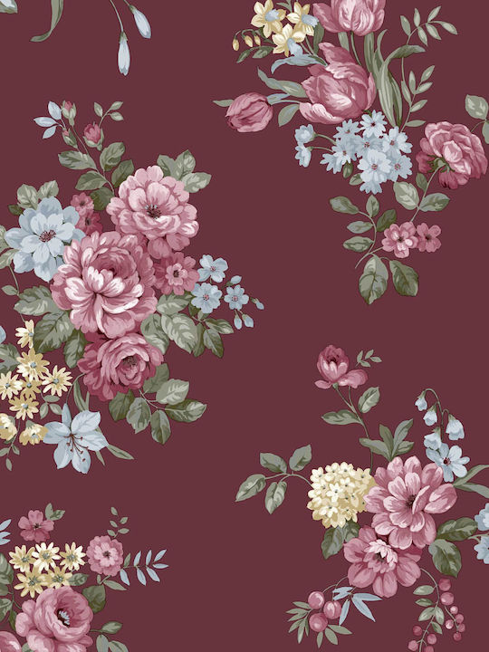 Wallpaper Fiori Country 8 Paper Burgundy L1005xW53cm