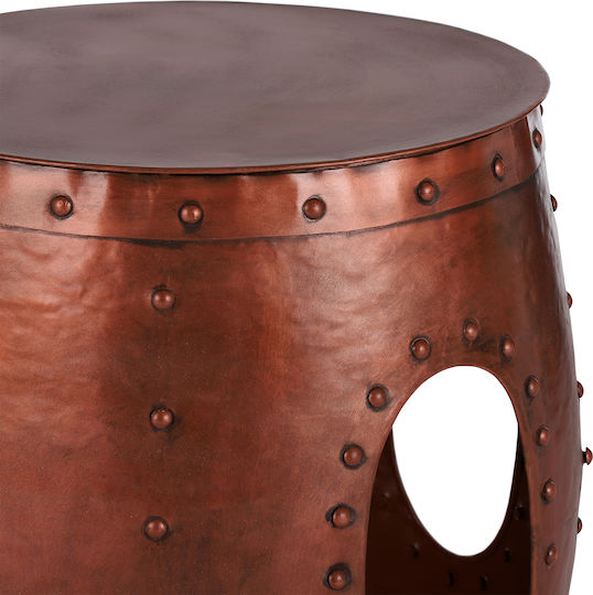 Masă Laterală Rotundă Metalică Portocalie Î38xL38xÎ45cm