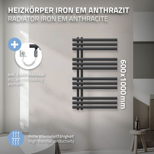 ECD Germany Iron EM Elektrische Handtuchheizkörper 300W 100x60cm Graue