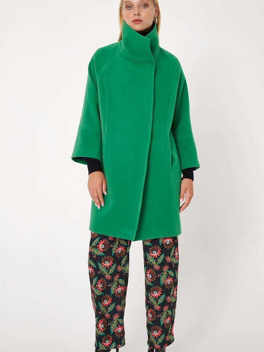 MY T Women's Midi Coat with Buttons Green