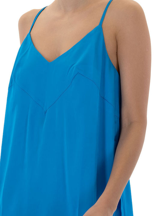 Women's Summer Blouse with Straps & V Neckline Blue