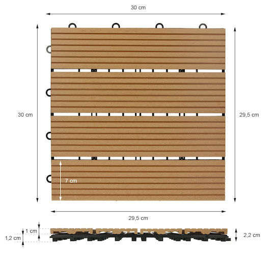 ECD Germany WPC Garden Decking Board 30x30cm 11pcs