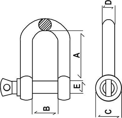 Eval Marine-Schlüssel des Bootes Verzinkter Typ D Schlüssel 38mm