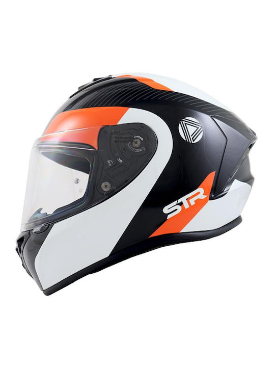 STR Libra Full Face Helmet ECE 22.05 Black/White/Orange 693-30-345152BWO