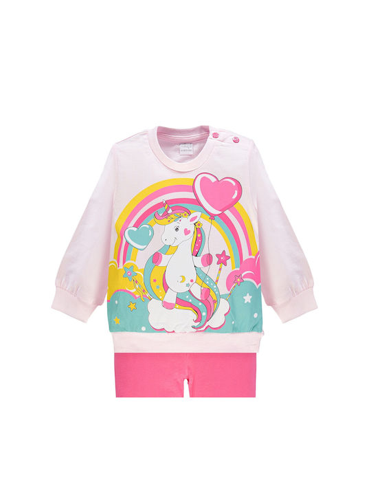 Ellepi Set Top & Bottom Kids Winter Cotton Pyjamas Pink