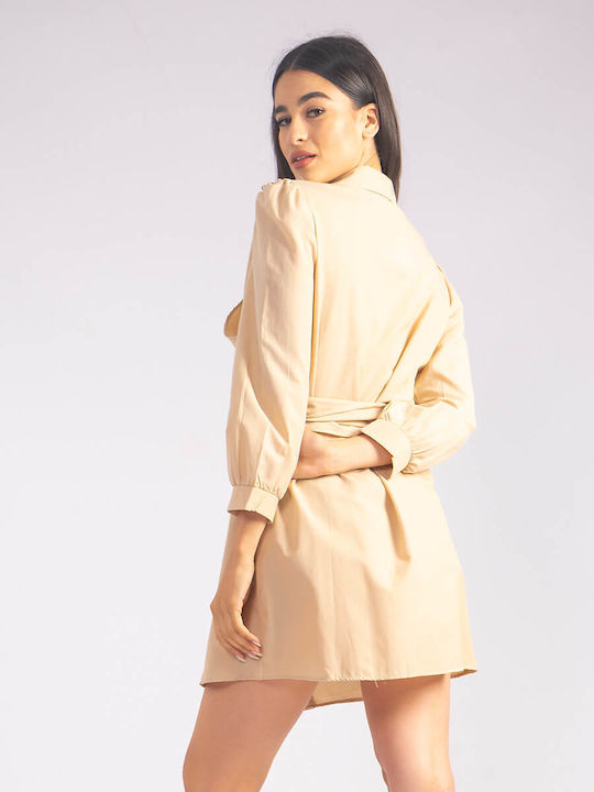 Rochie Mini Semi-Seam Bej