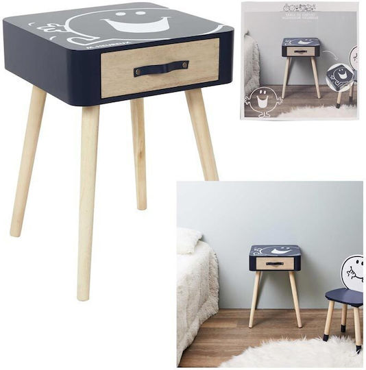 Wooden Kids Bedside Table Navy Blue 35x35x48cm