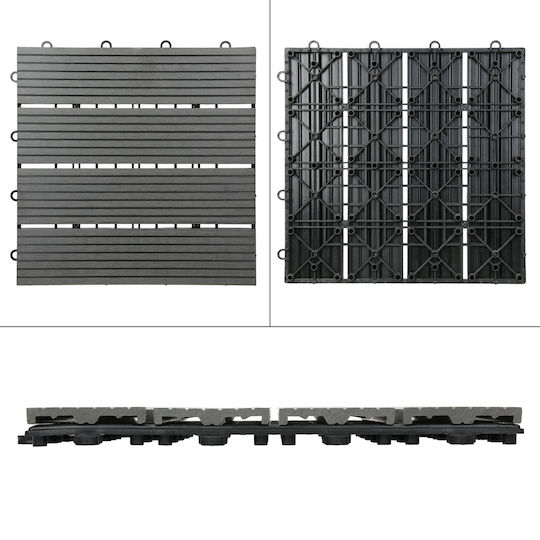 ECD Germany Terrassendiele für Gartenboden aus WPC 30x30cm 1Stück
