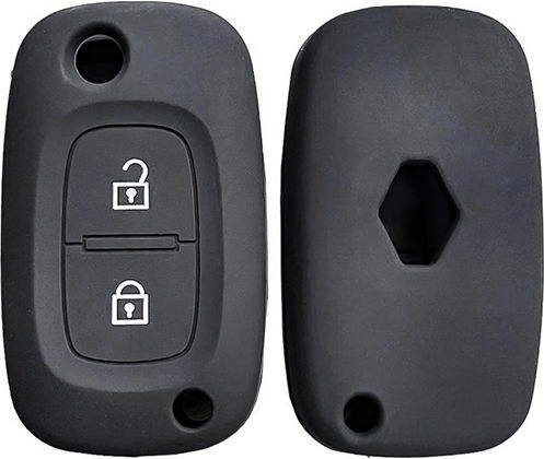 Silicone Car Key Cover Case with 2 Buttons for Renault / Smart Black