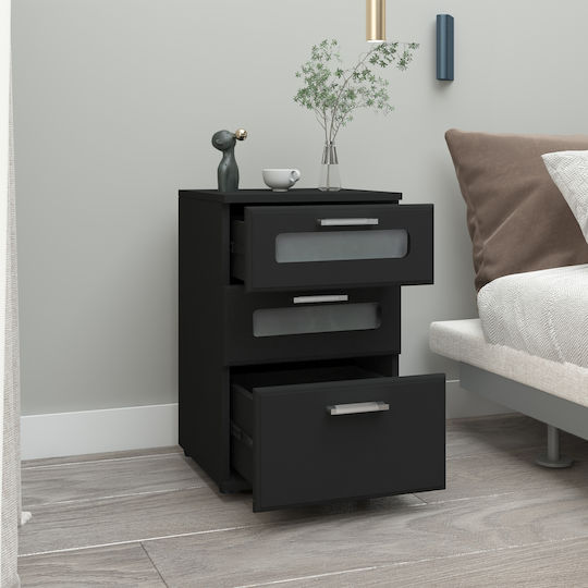 Чекмеджета Графично От MDF И Метал Черен 40x60x38см