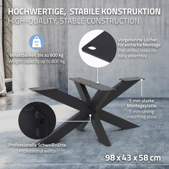 ML-Design Βάση Τραπεζιού Μεταλλική Μαύρη 98x58x43cm