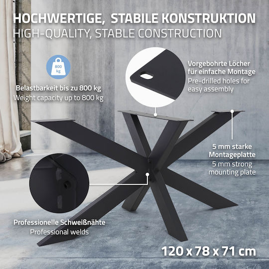 ML-Design Tischständer aus Metall in Schwarz Farbe 78x71x120cm