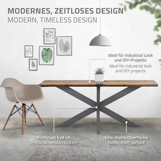 ML-Design Βάση Τραπεζιού Μεταλλική Γκρι 78x71x150cm