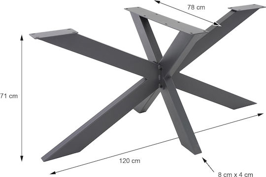ML-Design Stand de masă din Metal în Culoare Gri 68x71x120cm