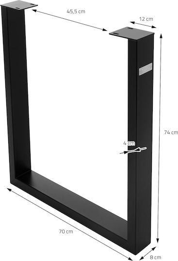 ML-Design Сгъваем Стойка за маса от Метал в Черен Цвят 70x74см