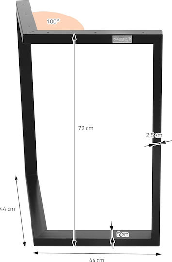 ML-Design ML-Design Metal Furniture Foot 2 Pieces Suitable for Office Table Coffee Table 72cm Black