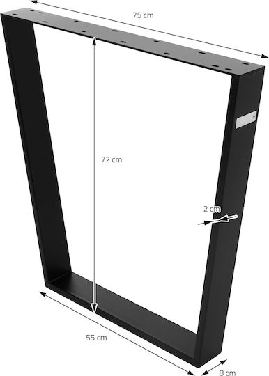 ML-Design Стойка за маса Дърво в Черен Цвят 75x72см 2бр