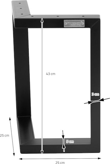 ML-Design ML-Design Metallic Furniture Leg 2 Pieces Suitable for Table / Coffee Table 43cm Black