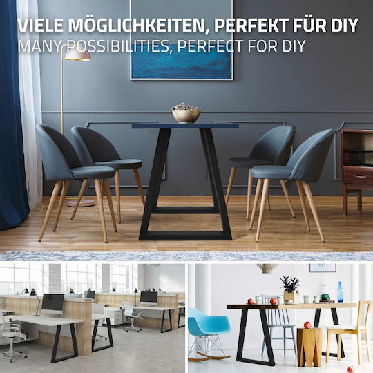 ECD Germany Metallisches Möbelbein Für Tisch Beistelltisch Büro 60x72cm Schwarze