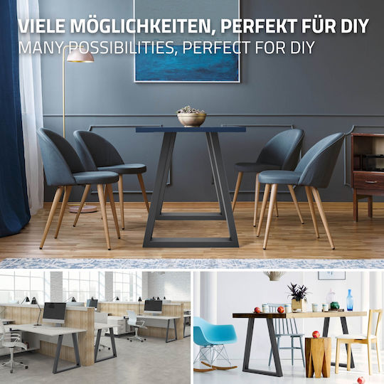 ECD Germany Picior Metalic Pentru Mobilier Potrivit Pentru Masă / Măsuță / Birou 60x72cm Gri
