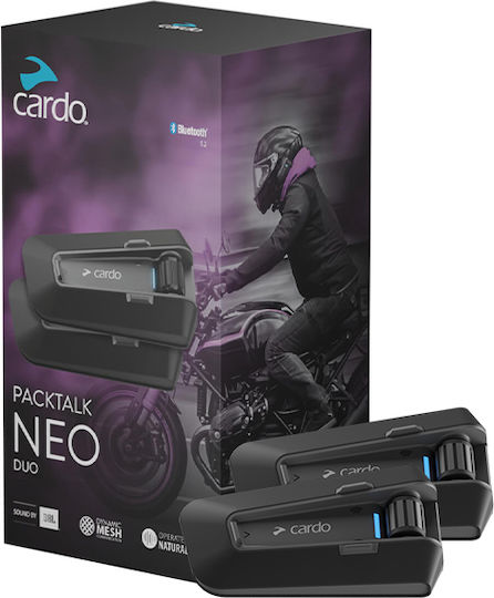 Cardo Packtalk Neo Duo Dual Intercom for Riding Helmet with Bluetooth
