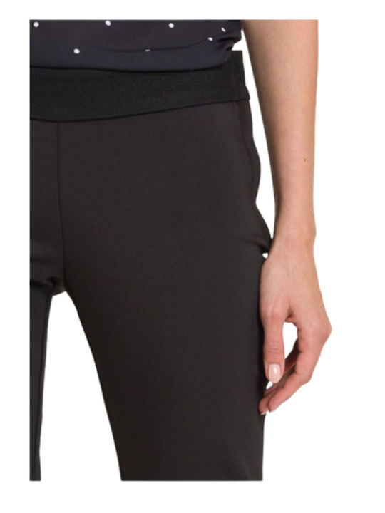 Damen Stoff Capri Hose in Geradem Schnitt Schwarz