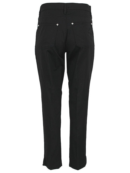 Forel Women's High-waisted Cotton Trousers in Slim Fit Black