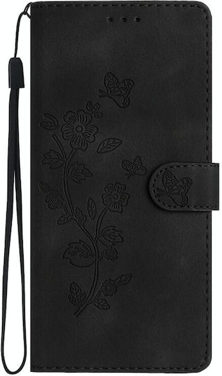 Butterfly Flower Wallet Μαύρο (TCL 40 SE)